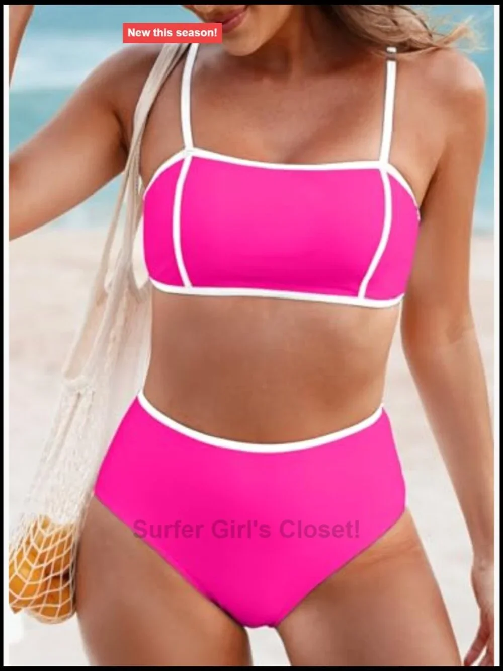Women's Colorblock Bikini Set Square Neck Adjustable Straps Bathing Suit